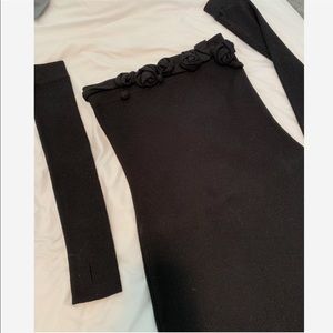 Black Mini Strapless Textile Fabric Dress